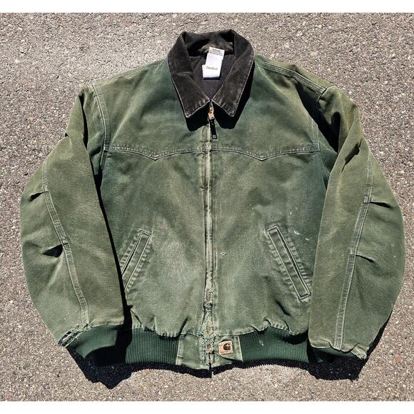 Carhartt Other - VINTAGE Carhartt Jacket Men Green Santa Fe J14 SPC Sun Faded Distressed Spruce